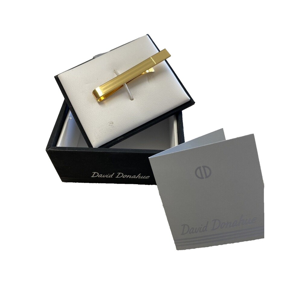 Gold Tone Vintage David Donahue Hayward Etched Tie Clip New In Box